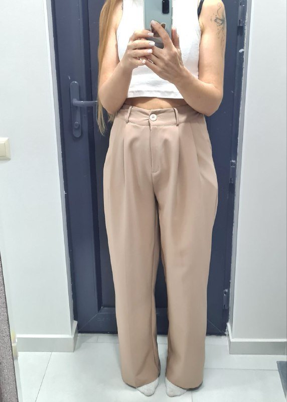 Брюки палаццо песочные женские 2