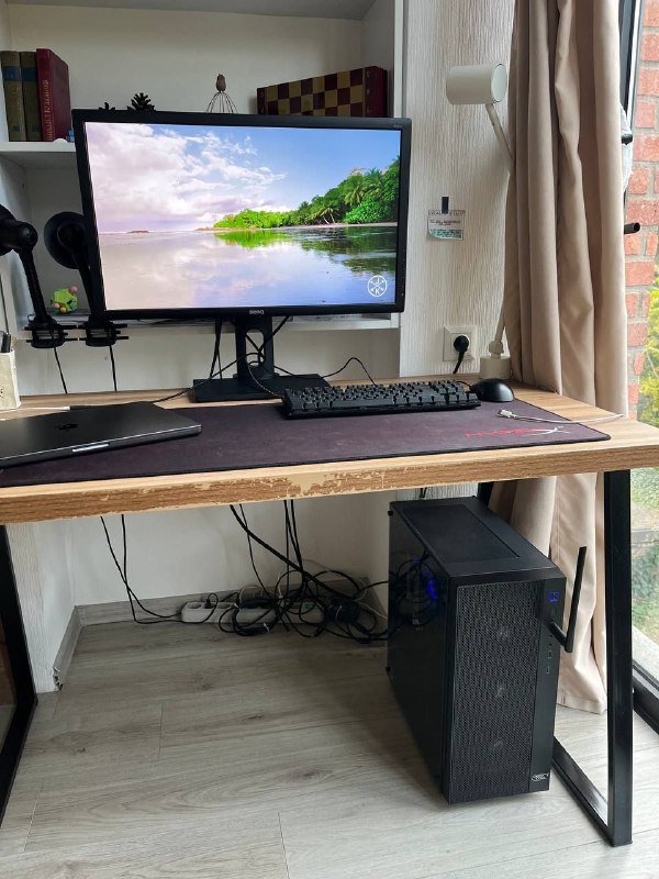 Компьютер AMD Ryzen 7 2700, монитор BenQ GL2760-T, комплект клавиатура, мышь