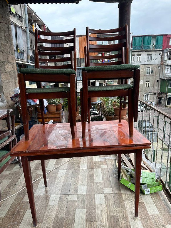 Table and four chairs