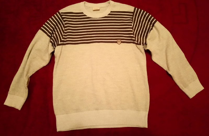 Мужской свитер AYZ TRICOT светло-бежевый с полоской, размер L