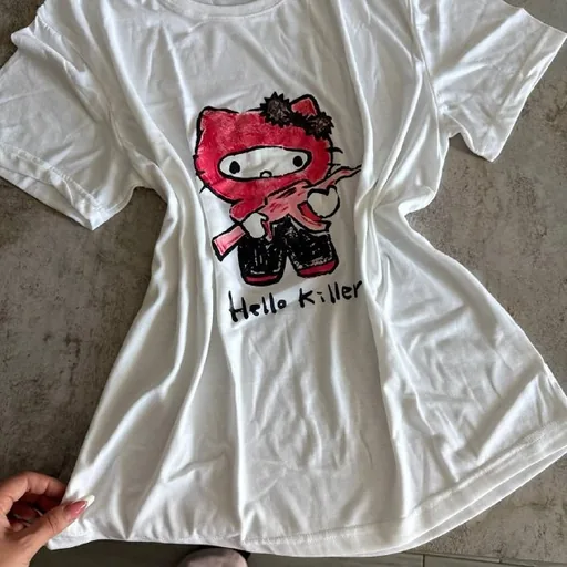 Белая футболка Hello Kitty Hello Killer