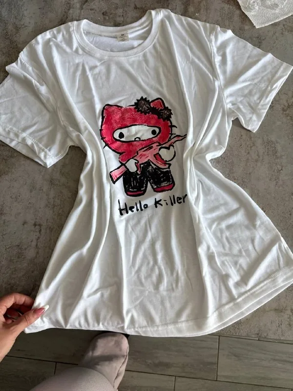Белая футболка Hello Kitty Hello Killer