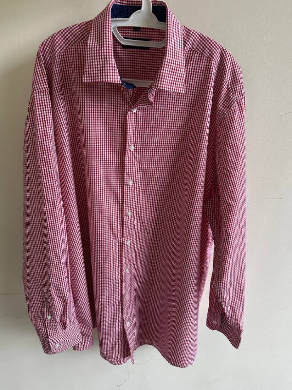 Рубашка John Cabot красно-белая клетка XXL