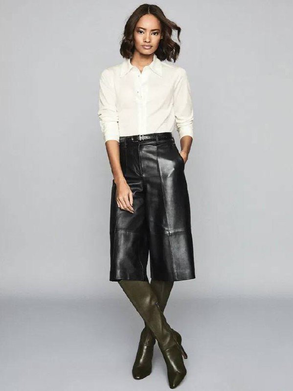 джинсовый комбинезон New Look, джинсовая юбка Pull&Bear, кожаные шорты Zara 7