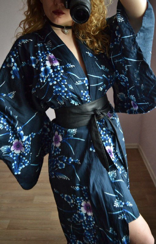 Винтажная длинная юката из хлопка 2