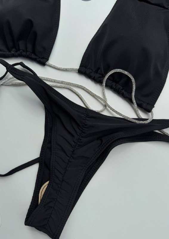 Женский раздельный купальник черный 4