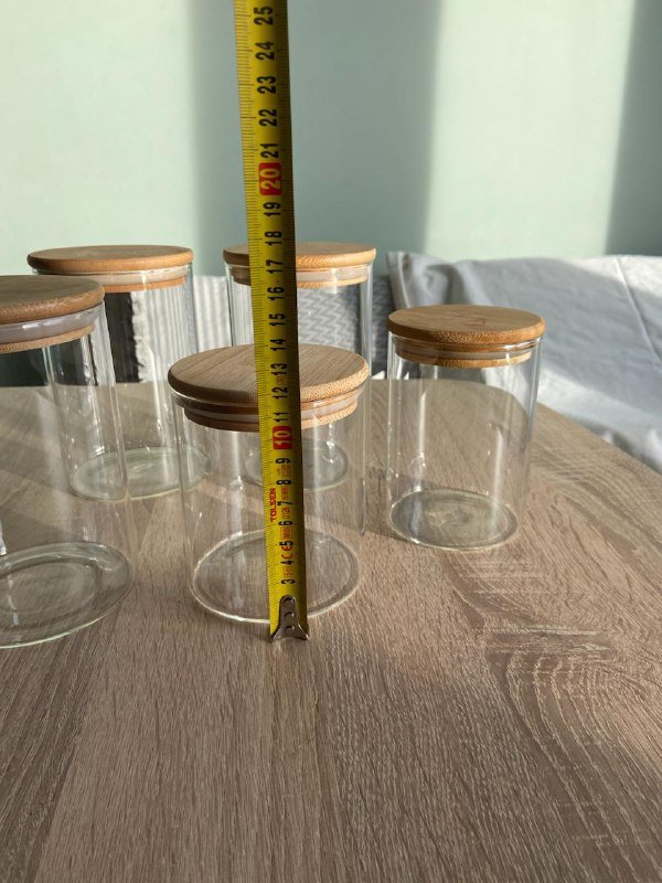 Набор стеклянных баночек для хранения с бамбуковой крышкой 5