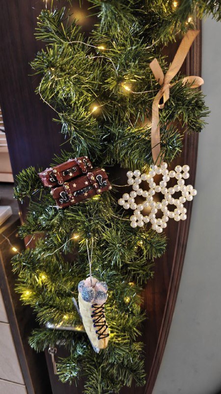Рождественская гирлянда с елочными украшениями, набор снежинок и игрушек 2