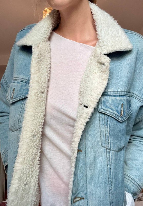 Теплая джинсовая куртка с мехом 2