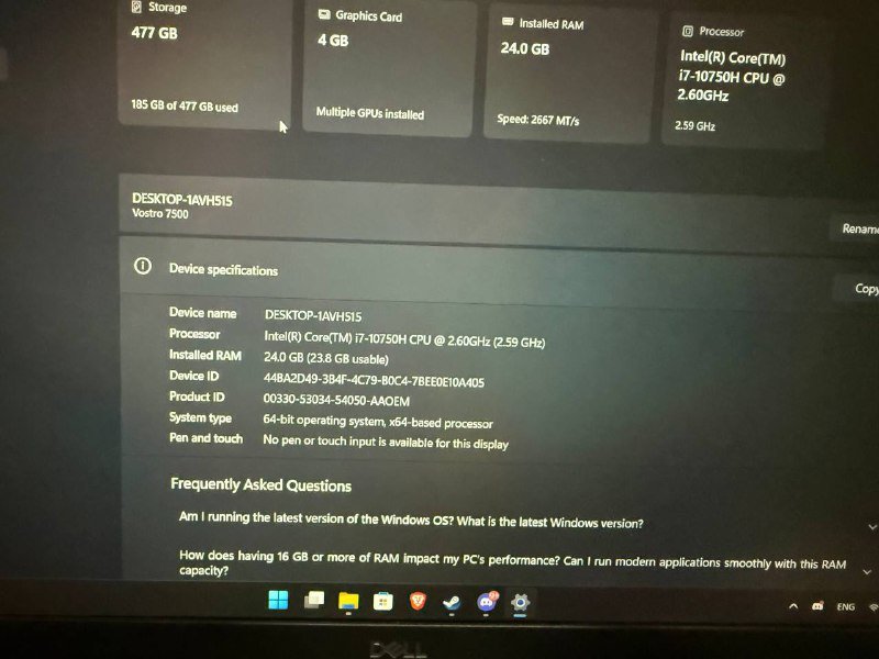 ноутбук Dell Vostro 7500 4