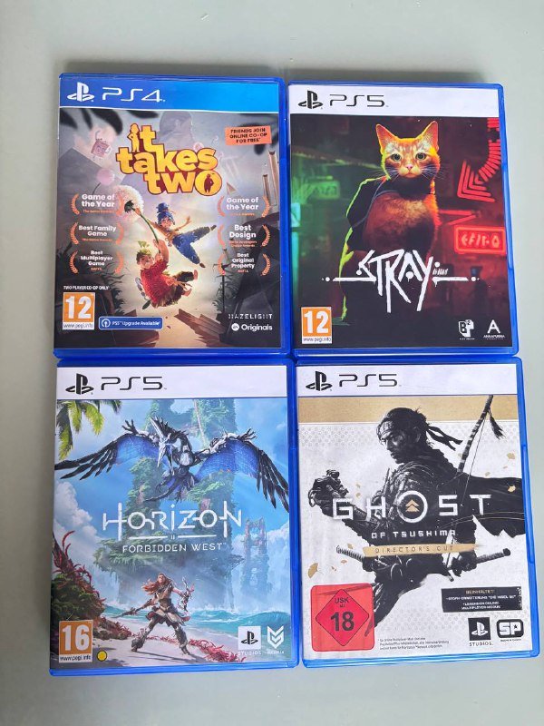 Диски игры для PS5 It takes two, Stray, Horizon II, Ghost of Tsushima
