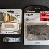 SSD Kingston A400 480Gb, флешка Kingston 250Gb, SSD M2 NVMe Toshiba 1