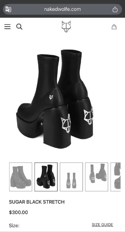 Ботинки Naked Wolfe Sugar black stretch 37 EU