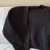 Черный вязаный кардиган 2