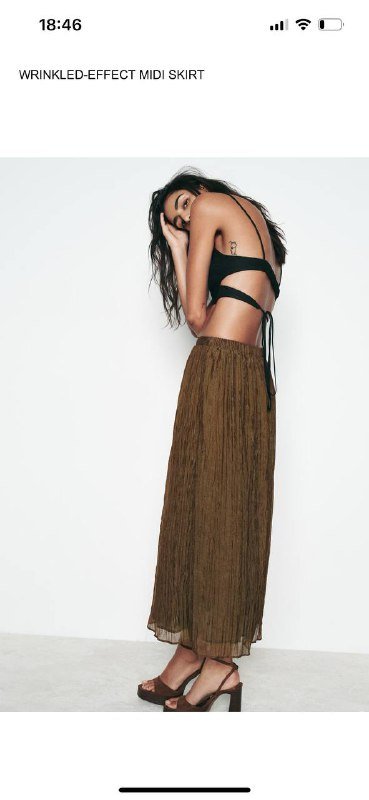 Юбка плиссе хаки оливковая Zara, размер M