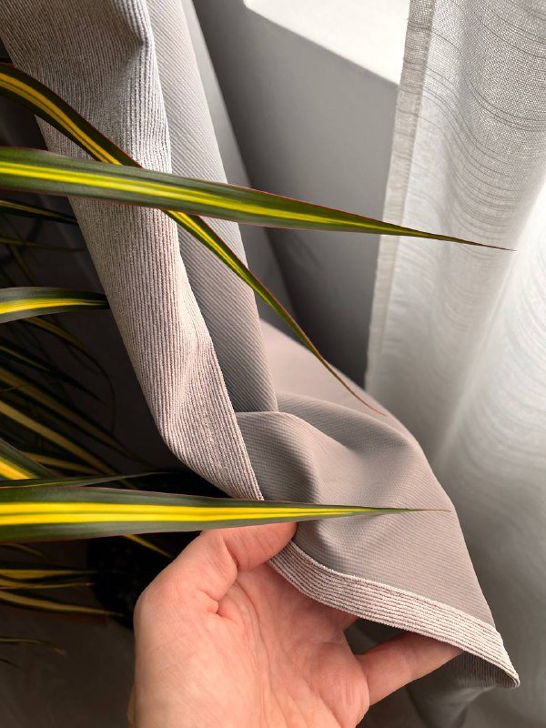 Готовые тюль и шторы белый и светло-серый 3