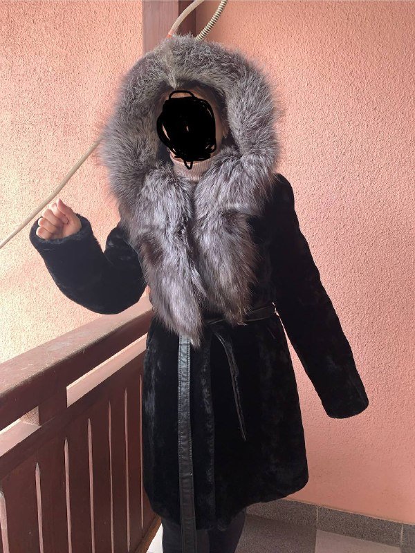 Шуба натуральная мутон песец размер 46