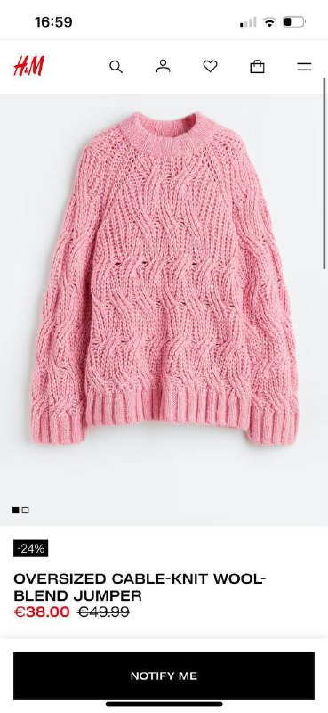 Свитер H&M Trend розовый женский объемный