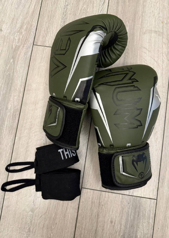 Перчатки боксерские 16oz, бинты длинные 5