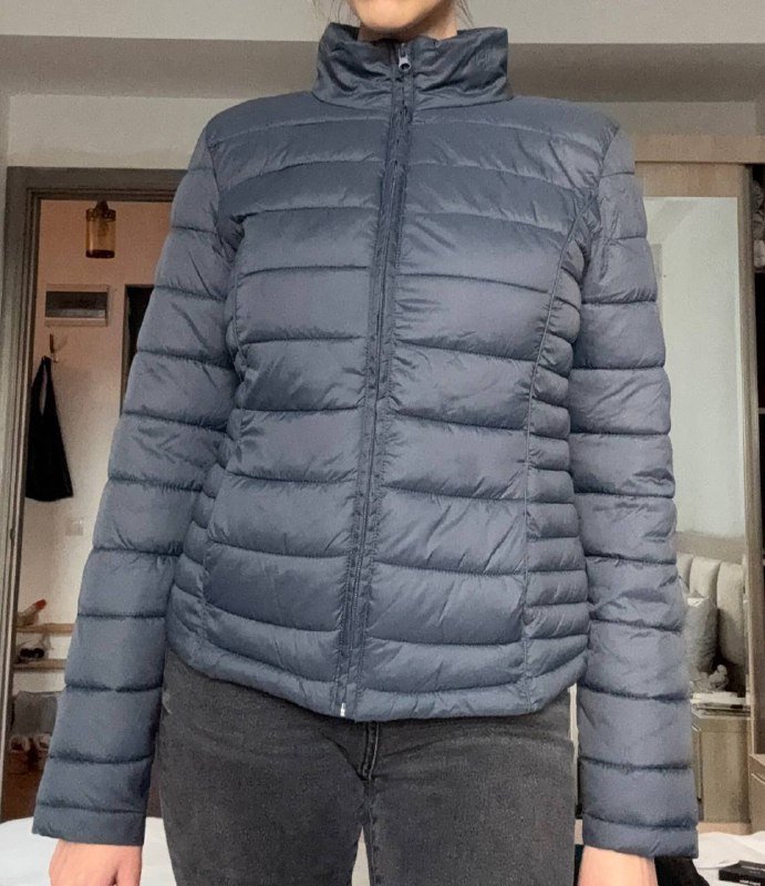 Тёмно-синяя стёганая куртка M весна/осень