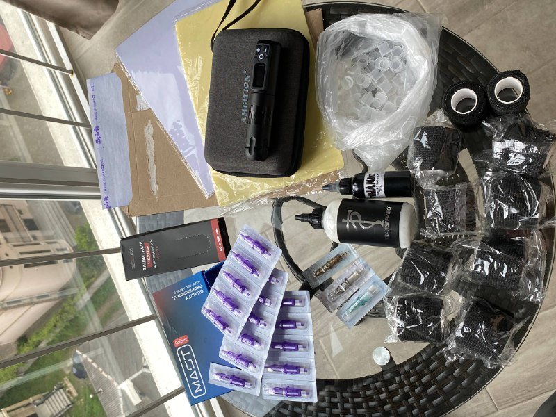 Полный тату набор с машинкой Ambition Soldier