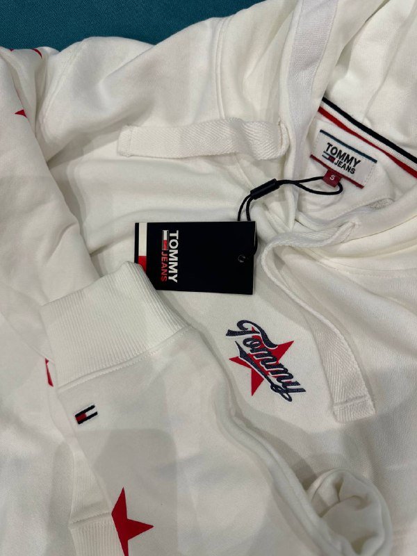 Женская белая толстовка Tommy Jeans с капюшоном размер S 4