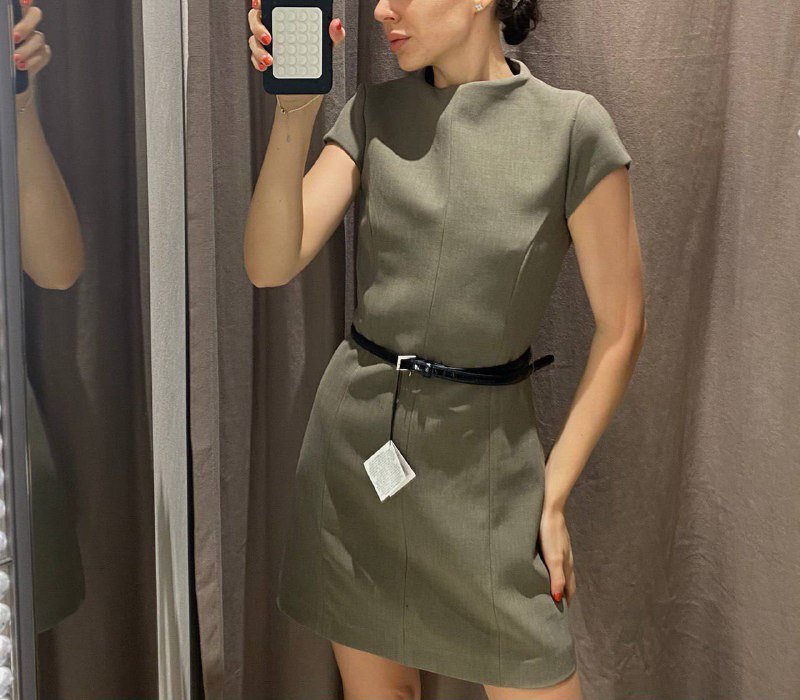 Платье Zara с ремнем S-XS 2