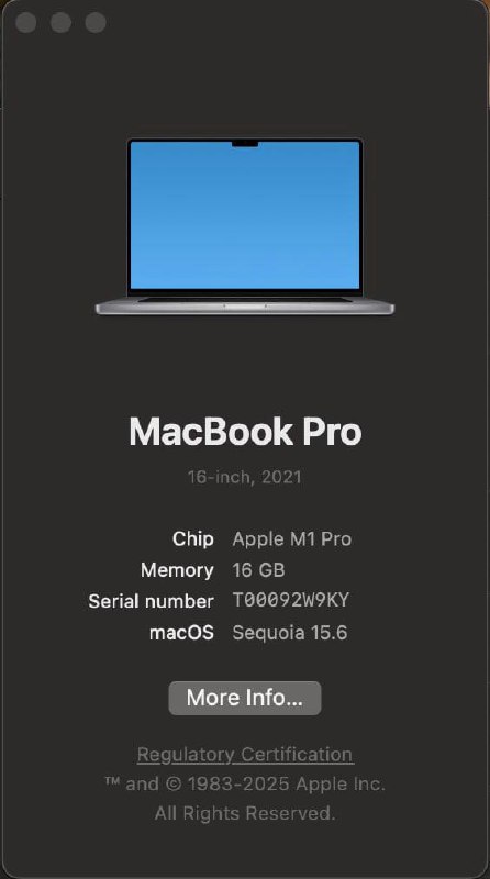 MacBook Pro 16" M1 16GB 512GB 7
