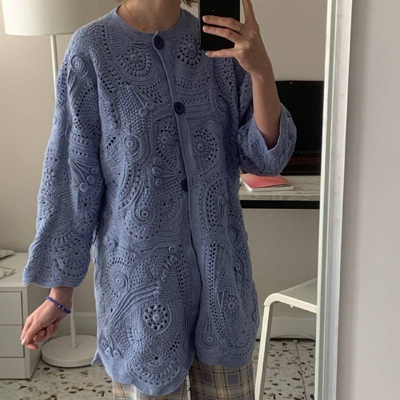 Длинный шерстяной жакет ручной работы 3