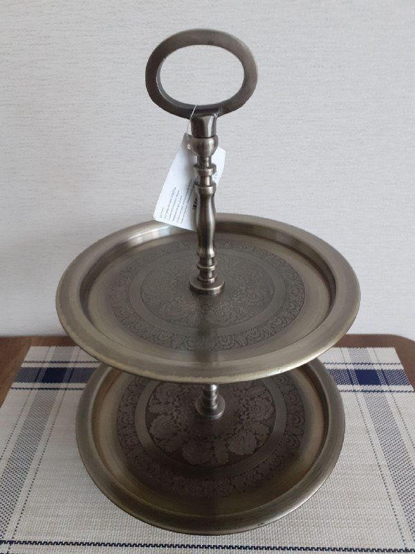 Двухъярусная металлическая подставка для конфет, фруктов, печенья 7