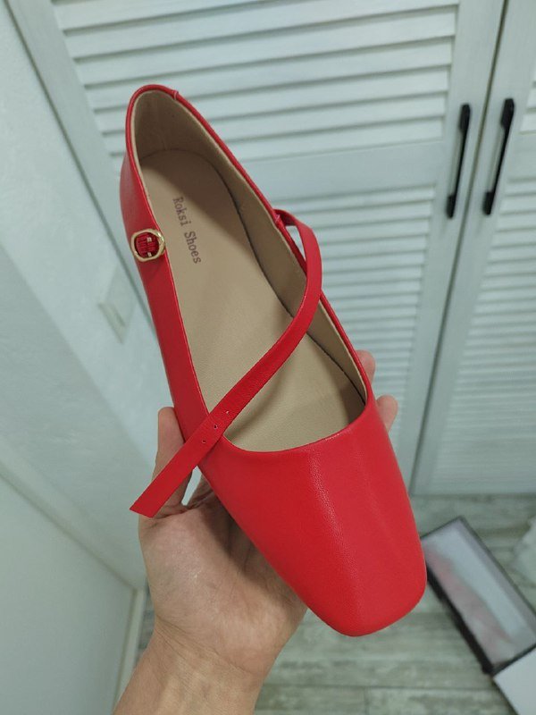 Туфли Балетки Мери Джейн красные натуральная кожа