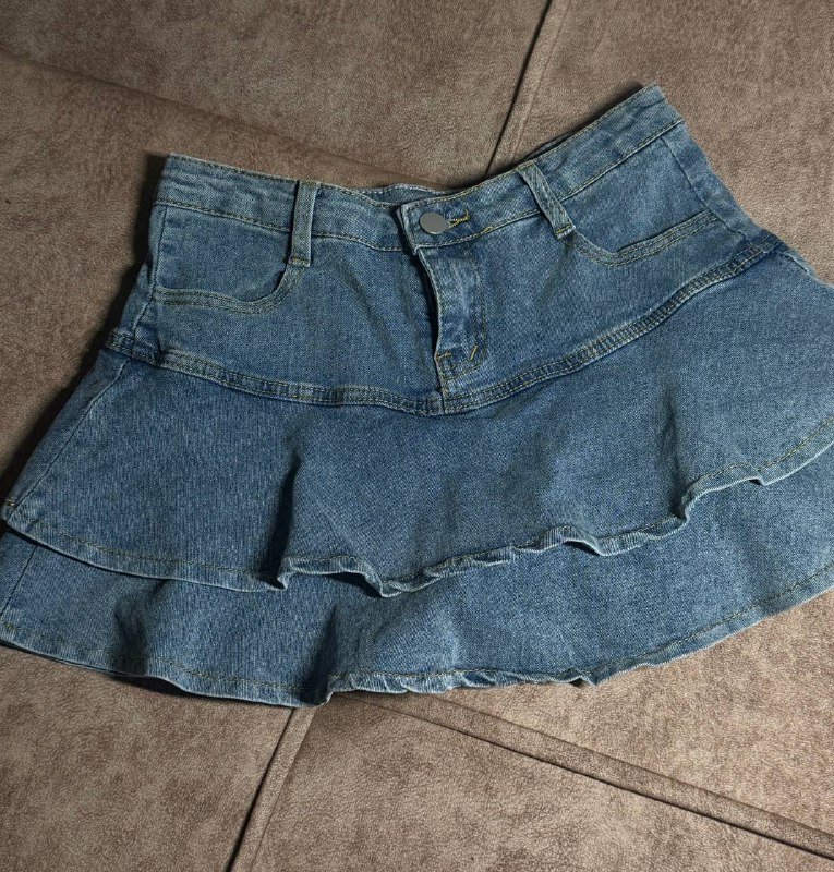 Джинсовая юбка с шортами, размер M 3