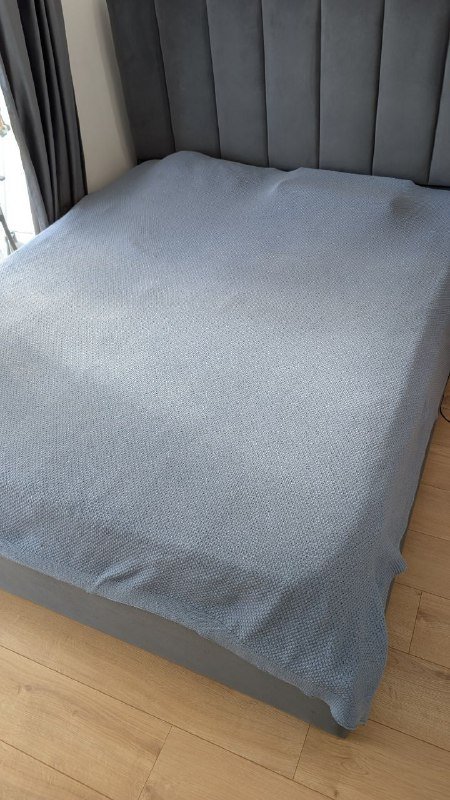 Хлопковый синий плед 220х240 см 5