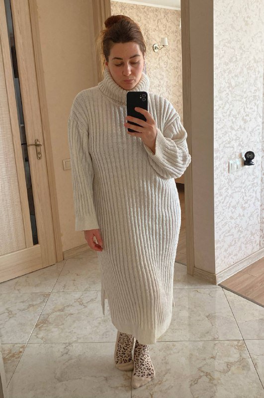 Вязаное осеннее платье H&M размер M 3