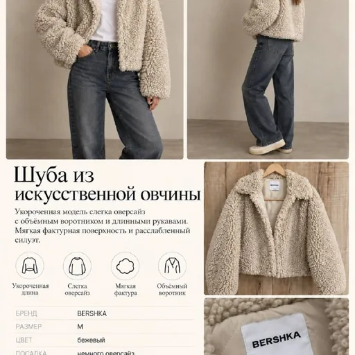 Шуба Bershka зі штучної овчини