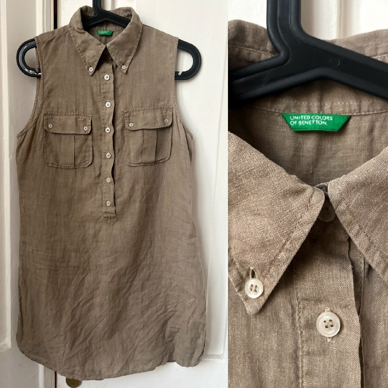 Льняное платье рубашечного кроя United Colors of Benetton