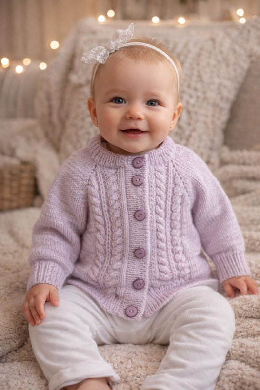 Лиловый кардиган детский ручной работы