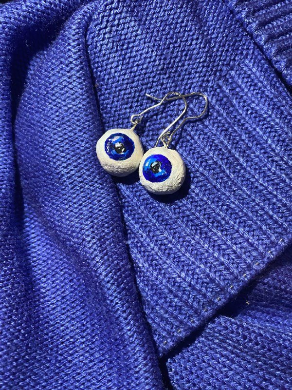 Сережки-глаза из самозастывающей глины