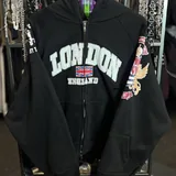 Чёрная оверсайз толстовка унисекс London England 2