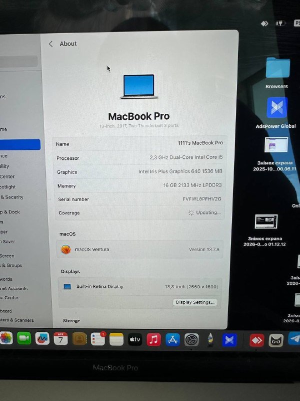 MacBook Pro 2017 16 GB 4