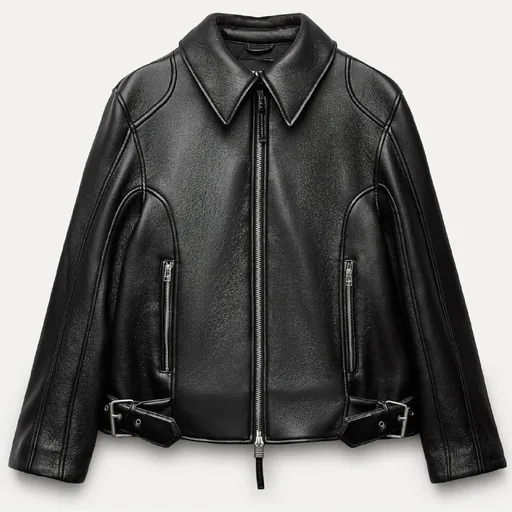 Zara Insulated Leather Biker Jacket