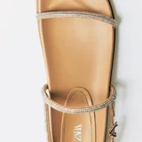 Бежевые босоножки, коричневые, джинсовые тапочки Zara 3