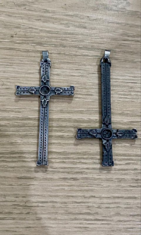 Trigun Cross pendant, Tri-Punisher, Polished Pewter