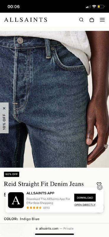 Джинсы All Saints мужские новые 2