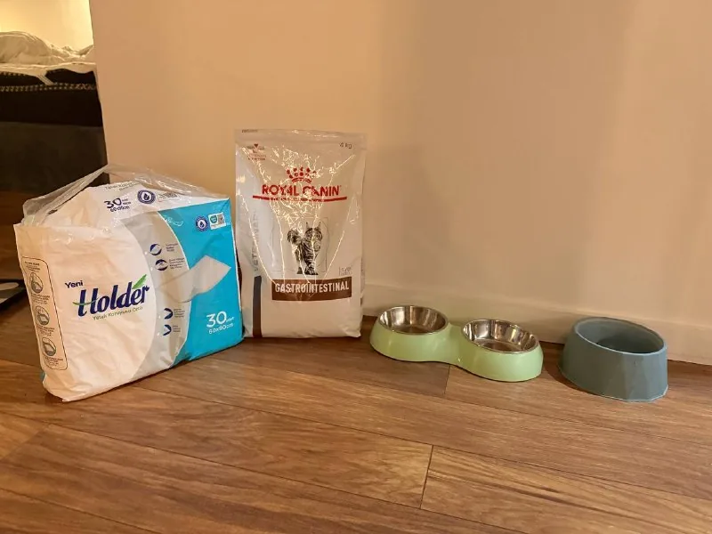 Кошачий корм Royal Canin, пеленки, миски