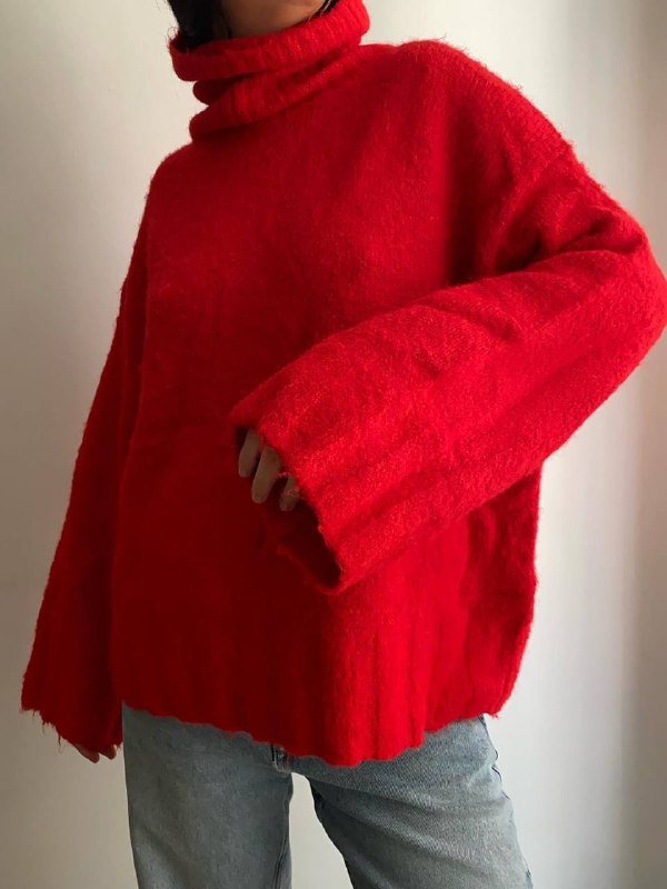 Винтажный свитер оверсайз красный