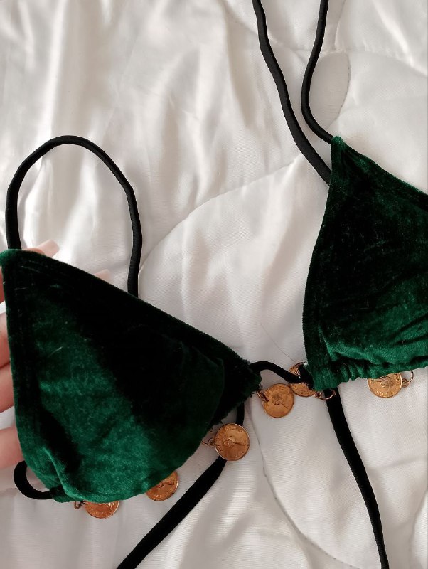 Бархатный изумрудный лиф от купальника 2