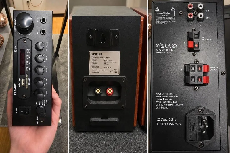 Пассивные колонки Edifier P17, усилитель QTX KAD-2BT