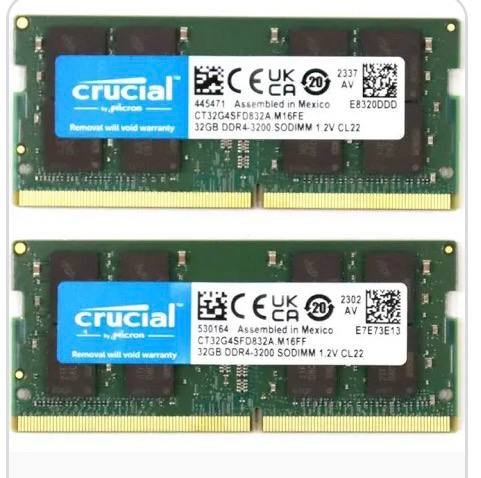 ОЗУ Crucial 32ГБ DDR4 3200 МГц sodimm 2 шт
