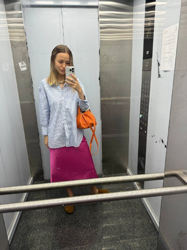 Голубая рубашка в полоску H&M, размер S